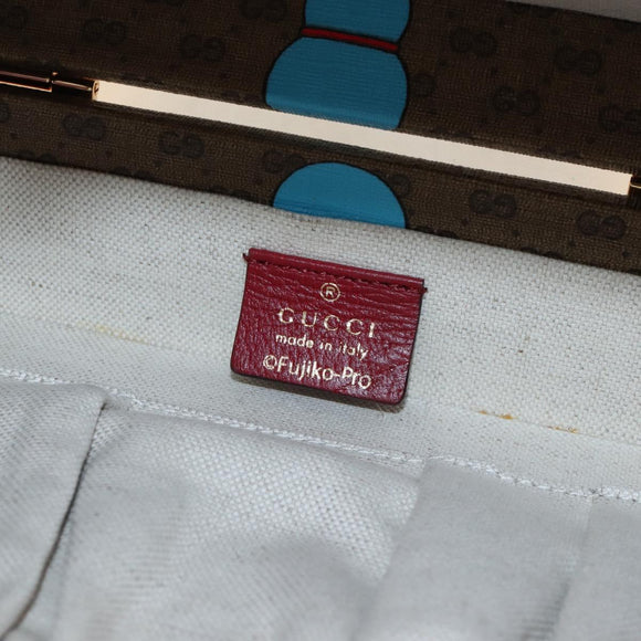 GUCCI Micro GG Doraemon Hand Bag PVC 2way Beige Gold Tone 633587 Auth LN019SAM
