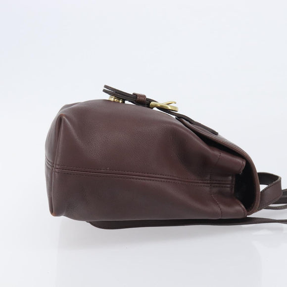 Coach Backpack Leather Brown Gold Tone Auth LN022