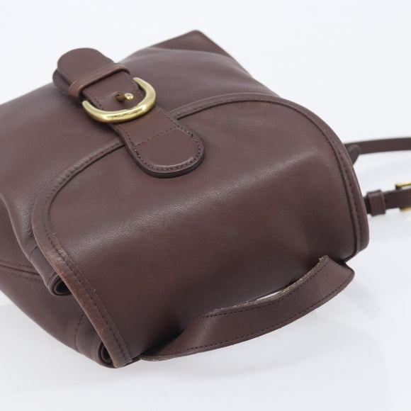 Coach Backpack Leather Brown Gold Tone Auth LN022