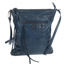 Balenciaga Classic Flat Shoulder Bag Leather Navy 310250 Auth LN023V-1