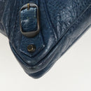 Balenciaga Classic Flat Shoulder Bag Leather Navy 310250 Auth LN023V-19