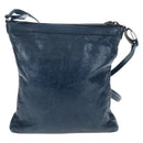 Balenciaga Classic Flat Shoulder Bag Leather Navy 310250 Auth LN023V-2