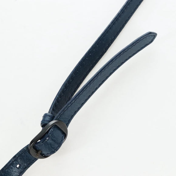 Balenciaga Classic Flat Shoulder Bag Leather Navy 310250 Auth LN023V