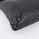 Balenciaga Classic Flat Shoulder Bag Leather Black 310250 Auth LN024V-15