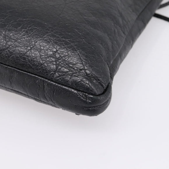 Balenciaga Classic Flat Shoulder Bag Leather Black 310250 Auth LN024V