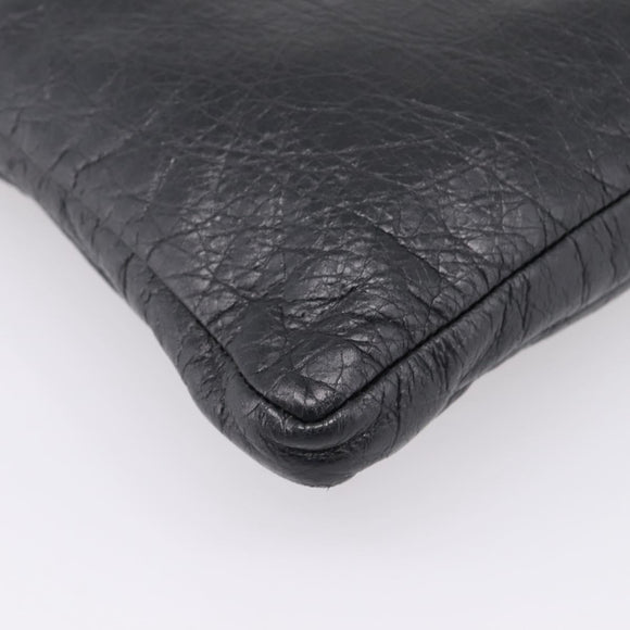 Balenciaga Classic Flat Shoulder Bag Leather Black 310250 Auth LN024V
