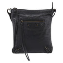 Balenciaga Classic Flat Shoulder Bag Leather Black 310250 Auth LN024V-13