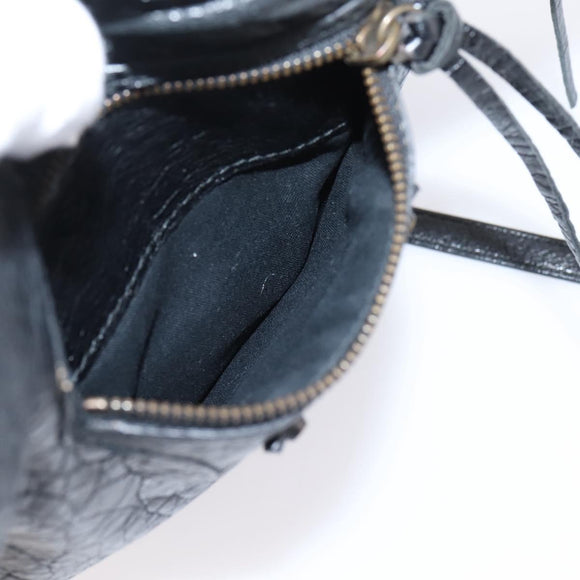 Balenciaga Classic Flat Shoulder Bag Leather Black 310250 Auth LN024V