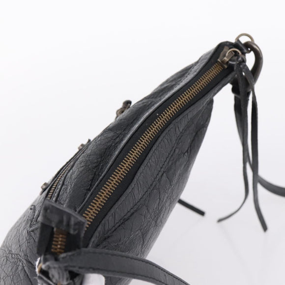 Balenciaga Classic Flat Shoulder Bag Leather Black 310250 Auth LN024V