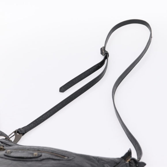Balenciaga Classic Flat Shoulder Bag Leather Black 310250 Auth LN024V