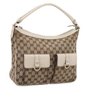 GUCCI GG Canvas Abbey Shoulder Bag Beige Gold Tone 153025 Auth LN025-1
