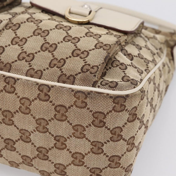GUCCI GG Canvas Abbey Shoulder Bag Beige Gold Tone 153025 Auth LN025
