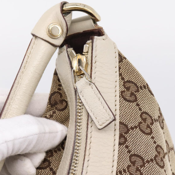 GUCCI GG Canvas Abbey Shoulder Bag Beige Gold Tone 153025 Auth LN025