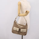 GUCCI GG Canvas Abbey Shoulder Bag Beige Gold Tone 153025 Auth LN025-23