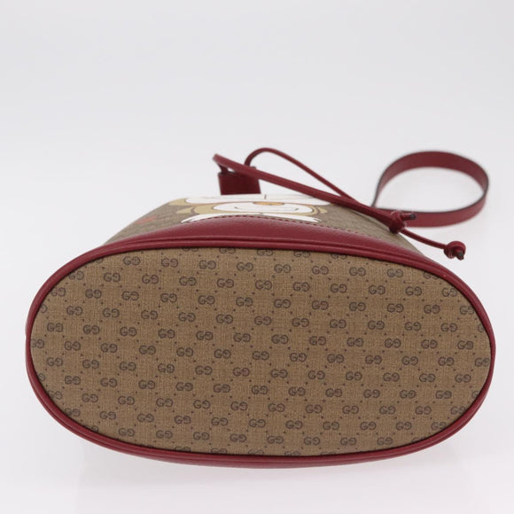 GUCCI Micro GG Doraemon Shoulder Bag PVC Beige Gold Tone 655597 Auth LN026M
