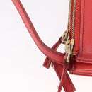 CELINE Trio Shoulder Bag Leather Red Gold Tone Auth LN027-11