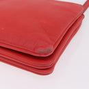 CELINE Trio Shoulder Bag Leather Red Gold Tone Auth LN027-14