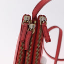 CELINE Trio Shoulder Bag Leather Red Gold Tone Auth LN027-17