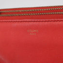 CELINE Trio Shoulder Bag Leather Red Gold Tone Auth LN027-18