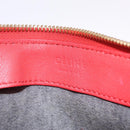 CELINE Trio Shoulder Bag Leather Red Gold Tone Auth LN027-19