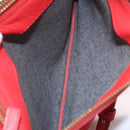 CELINE Trio Shoulder Bag Leather Red Gold Tone Auth LN027-20