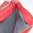 CELINE Trio Shoulder Bag Leather Red Gold Tone Auth LN027-21