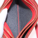CELINE Trio Shoulder Bag Leather Red Gold Tone Auth LN027-23