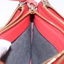 CELINE Trio Shoulder Bag Leather Red Gold Tone Auth LN027-24