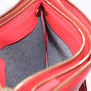 CELINE Trio Shoulder Bag Leather Red Gold Tone Auth LN027-25