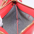 CELINE Trio Shoulder Bag Leather Red Gold Tone Auth LN027-28