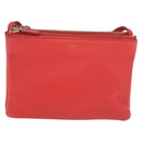 CELINE Trio Shoulder Bag Leather Red Gold Tone Auth LN027-2