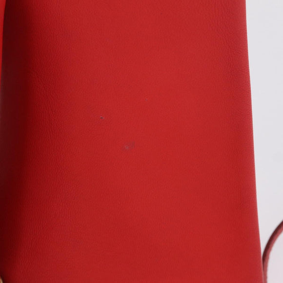 CELINE Trio Shoulder Bag Leather Red Gold Tone Auth LN027
