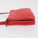 CELINE Trio Shoulder Bag Leather Red Gold Tone Auth LN027-5