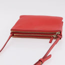 CELINE Trio Shoulder Bag Leather Red Gold Tone Auth LN027-6