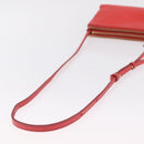 CELINE Trio Shoulder Bag Leather Red Gold Tone Auth LN027-7