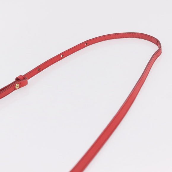 CELINE Trio Shoulder Bag Leather Red Gold Tone Auth LN027