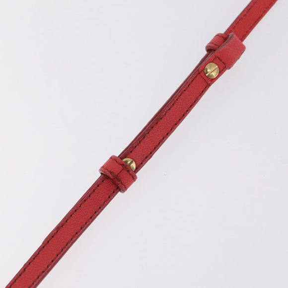 CELINE Trio Shoulder Bag Leather Red Gold Tone Auth LN027