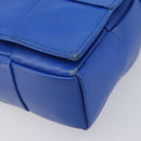 Bottega Veneta MAXI INTRECCIATO Cassette Shoulder Bag Leather Blue Silver Auth LN028V-15