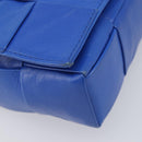 Bottega Veneta MAXI INTRECCIATO Cassette Shoulder Bag Leather Blue Silver Auth LN028V-16