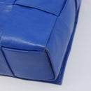 Bottega Veneta MAXI INTRECCIATO Cassette Shoulder Bag Leather Blue Silver Auth LN028V-17