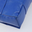 Bottega Veneta MAXI INTRECCIATO Cassette Shoulder Bag Leather Blue Silver Auth LN028V-18