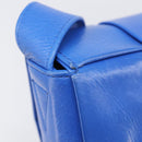 Bottega Veneta MAXI INTRECCIATO Cassette Shoulder Bag Leather Blue Silver Auth LN028V-10