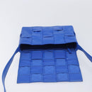 Bottega Veneta MAXI INTRECCIATO Cassette Shoulder Bag Leather Blue Silver Auth LN028V-19