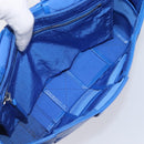 Bottega Veneta MAXI INTRECCIATO Cassette Shoulder Bag Leather Blue Silver Auth LN028V-11