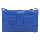 Bottega Veneta MAXI INTRECCIATO Cassette Shoulder Bag Leather Blue Silver Auth LN028V-13