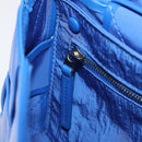 Bottega Veneta MAXI INTRECCIATO Cassette Shoulder Bag Leather Blue Silver Auth LN028V-22