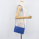 Bottega Veneta MAXI INTRECCIATO Cassette Shoulder Bag Leather Blue Silver Auth LN028V-25
