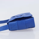 Bottega Veneta MAXI INTRECCIATO Cassette Shoulder Bag Leather Blue Silver Auth LN028V-4