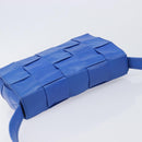 Bottega Veneta MAXI INTRECCIATO Cassette Shoulder Bag Leather Blue Silver Auth LN028V-6