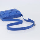 Bottega Veneta MAXI INTRECCIATO Cassette Shoulder Bag Leather Blue Silver Auth LN028V-7